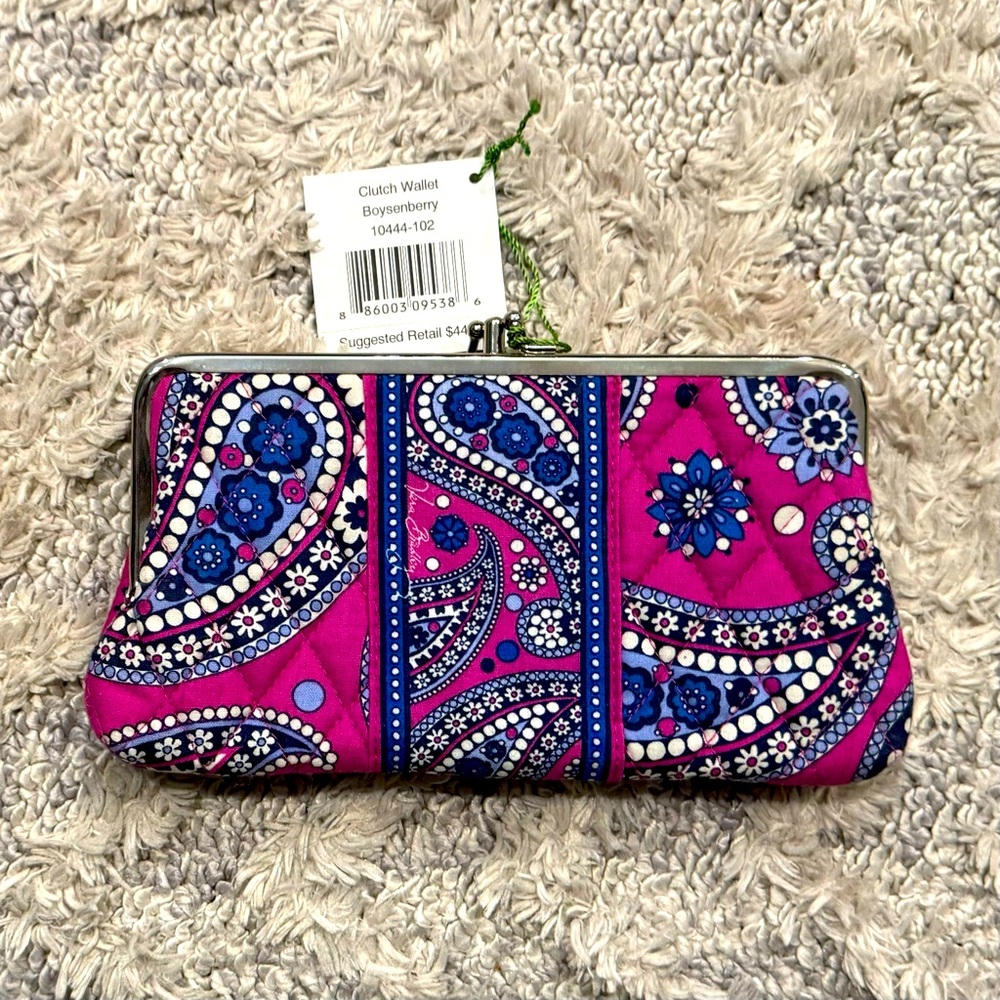 Vera Bradley Double Kisslock Clutch Wallet Boysenberry NWT 💗💙